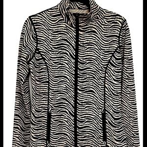 J. Mclaughlin Billie Full Zip Jacket Small Black Zebra Stretch Athletic Active